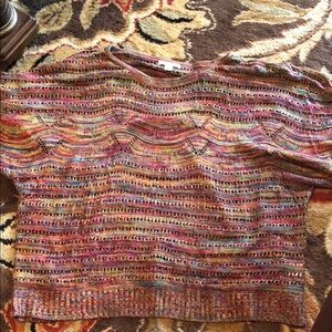 Multicolor Open-Weave Crewneck Sweater